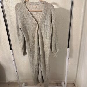 LOFT Grey Knit Long Cardigan Size XS